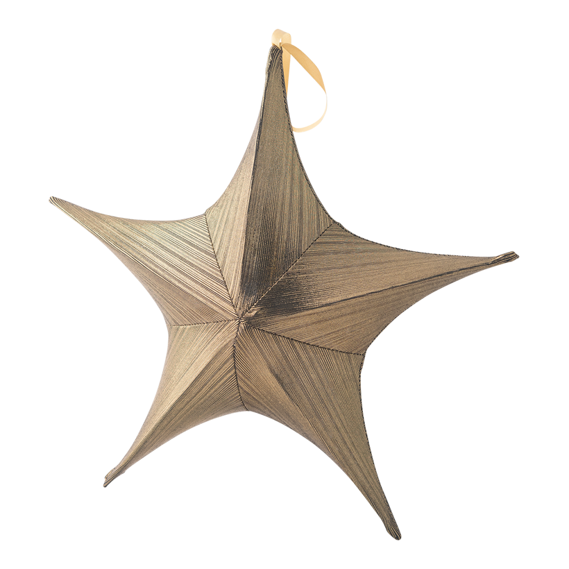 Textilstjärna, 5-uddig, Ø 40cm metalliskt glittrande hopfällbar, med dragkedja och hängare