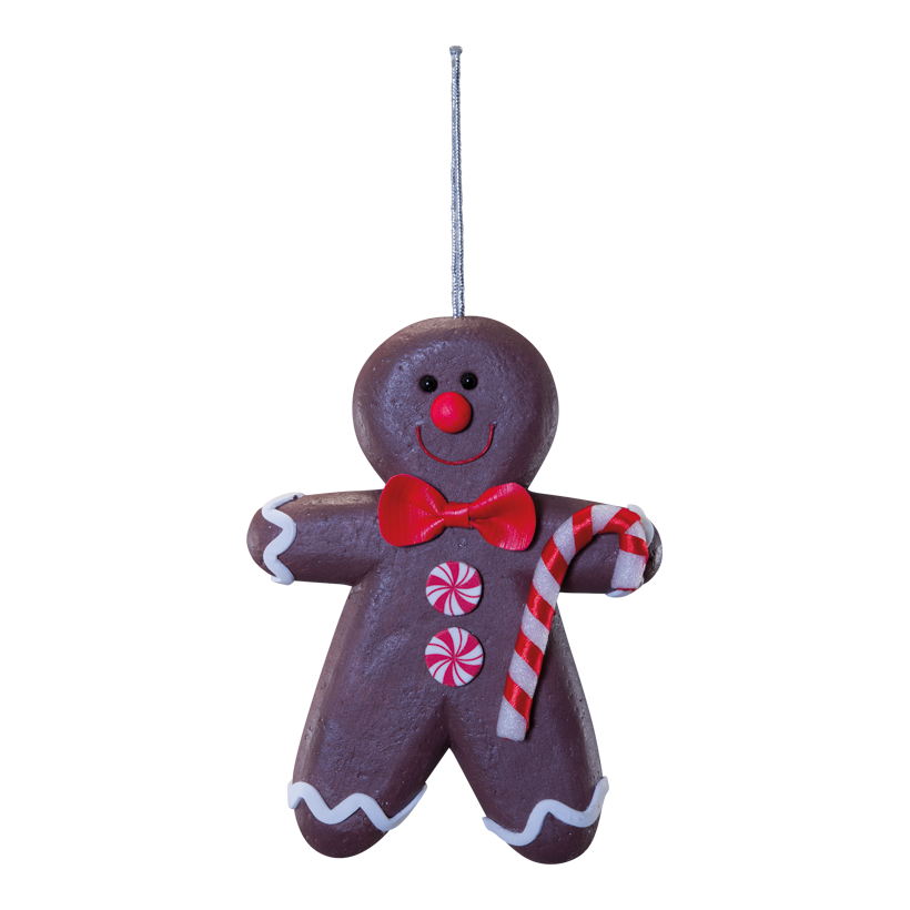 Pepparkakor "Boy", 20x15x2,8cm av frigolit med godispinne, med hängare