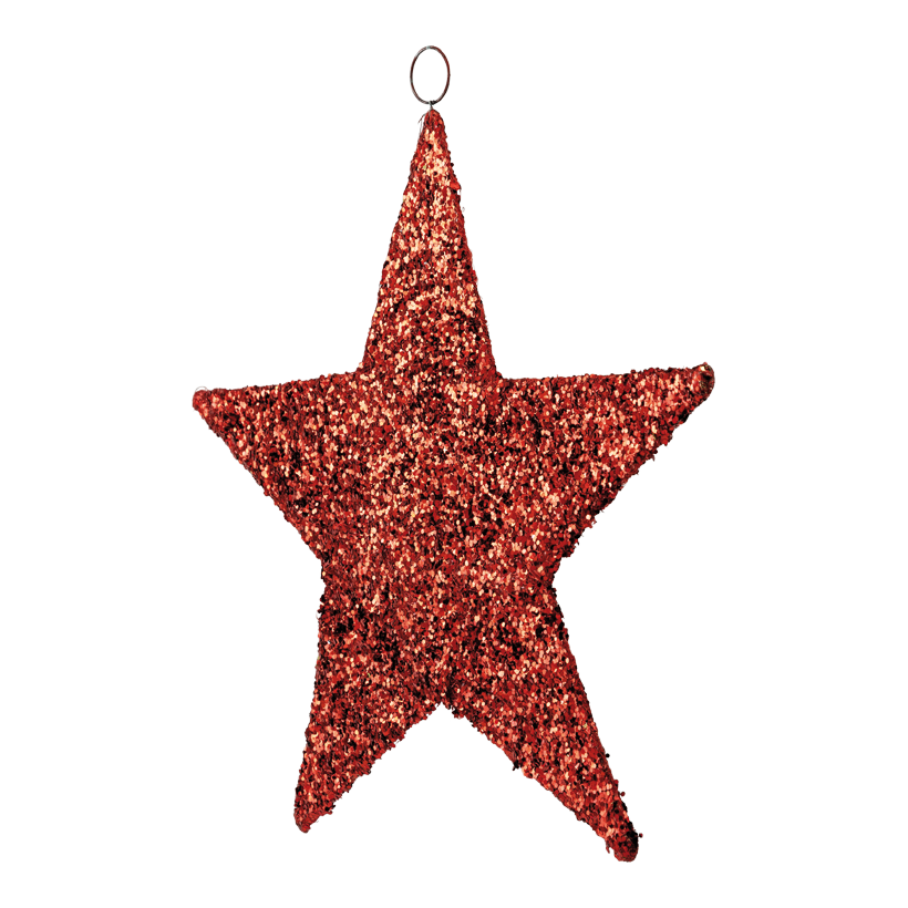 Sisal stjärna, 40cm av plast/metall med paljetter, hängare