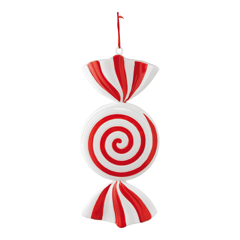 Godiskaramell 45cm Ø 20cm av plast platt, med hängare