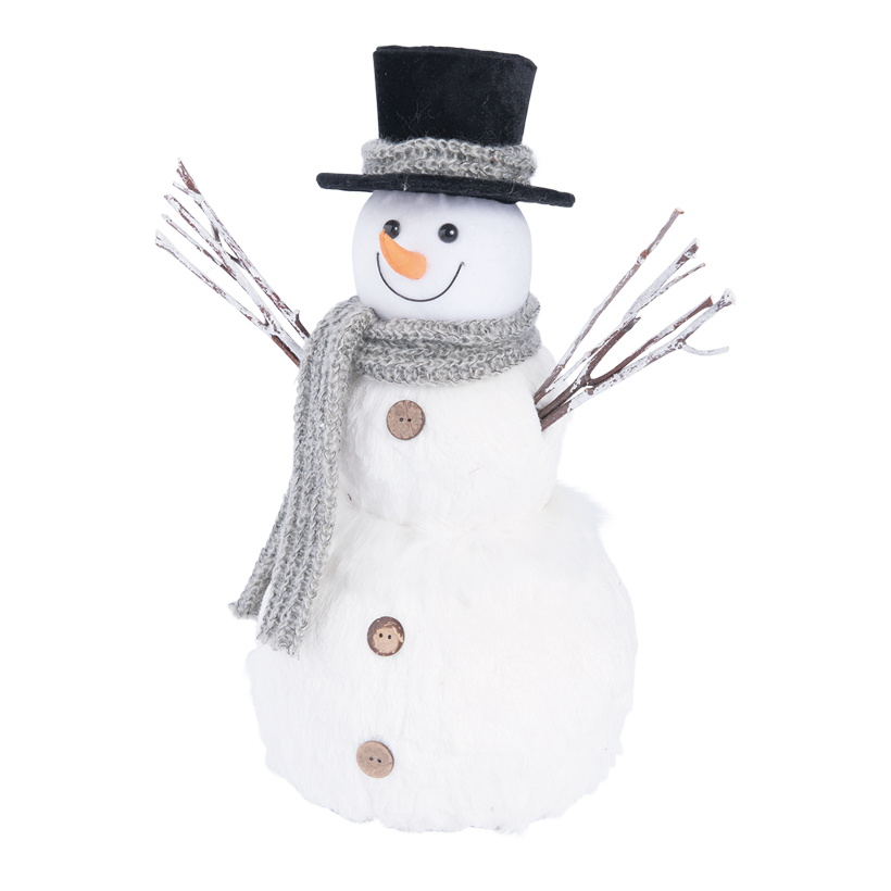 Snögubbe, 40cm med halsduk och mössa