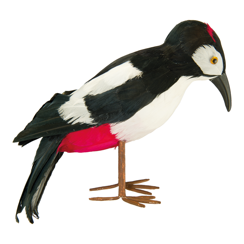 Hackspett 27cm av frigolit med riktiga fjädrar