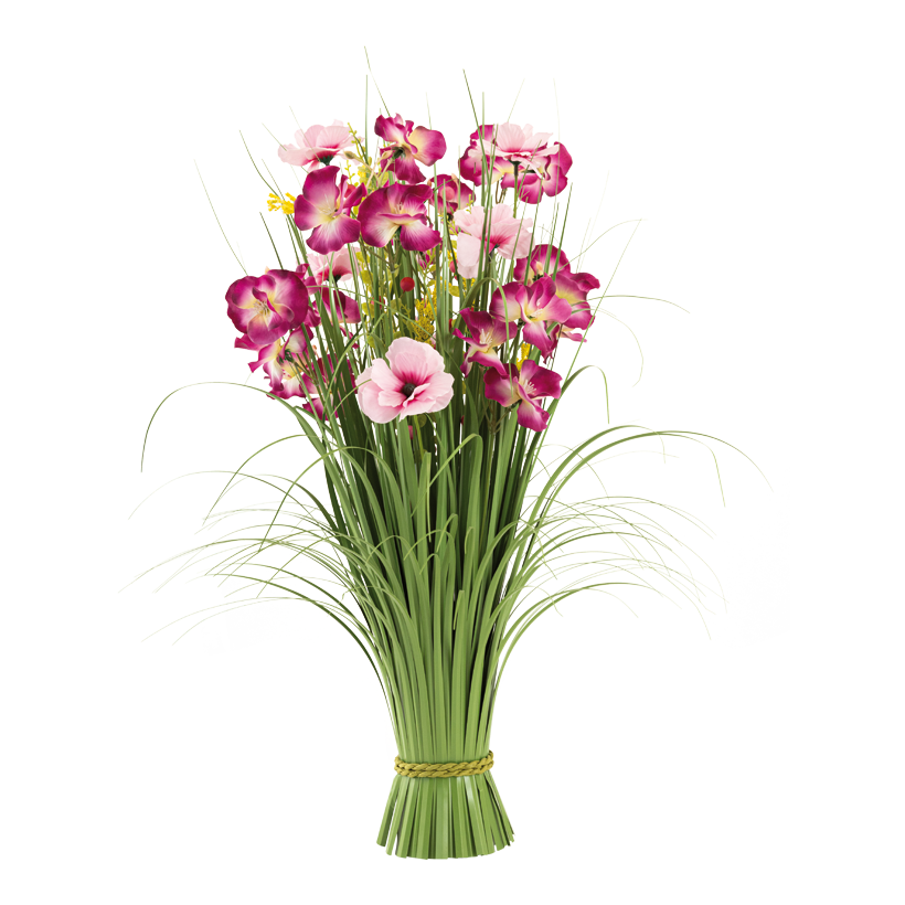 Gräsbunt med violer, 70x30cm Fuß: Ø 8cm av plast/konstsilke