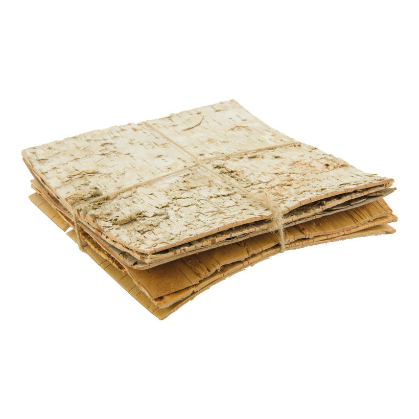 Barkpaneler, 20x20cm set om 6 naturlig, buntad, tjocklek 2-3 mm
