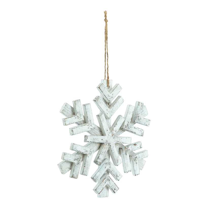 Snöflinga, Ø 25cm av trä med jutehängare