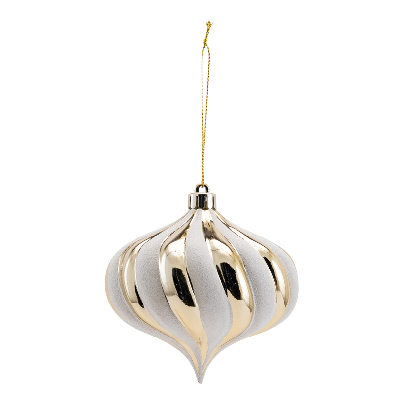 Ornament, Ø 10cm av plast lökform, med hängare