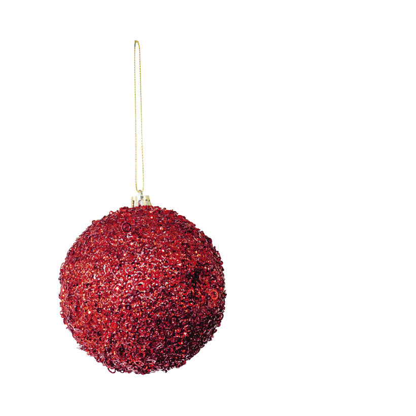 Ball with sequins, Ø 10cm out of styrofoam/plastic, with hanger, glittering
