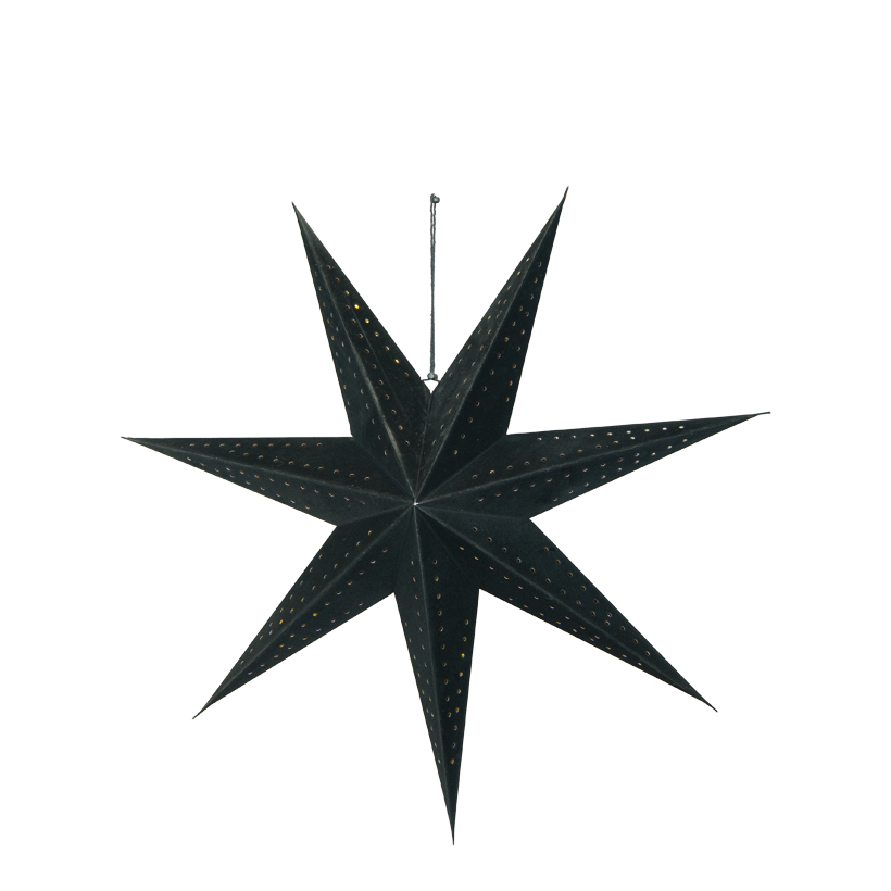 Foldable star, 7-pointed, 40cm including 3m power cable with switch and socket, without bulb, with hole pattern, with hanger, made of cardboard/velvet