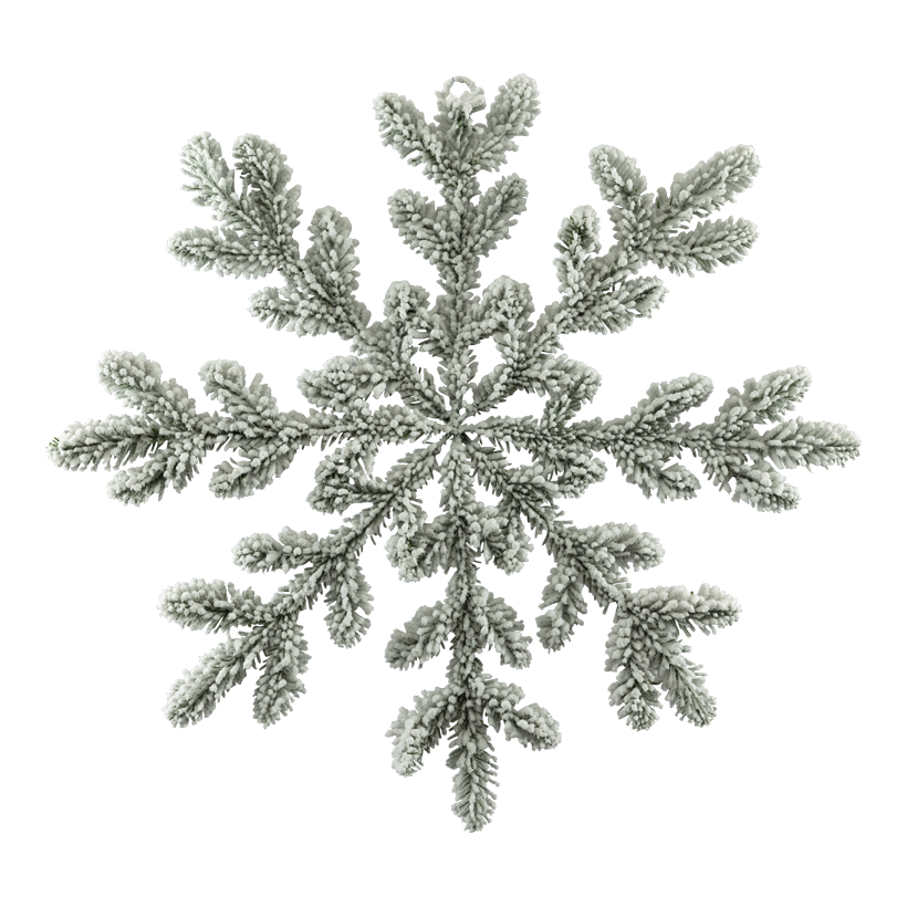 Snöflinga, Ø 53cm av plast/metall platt, flockad, med hängare
