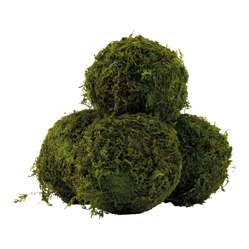 Mossbollar 10cm 4 st. av frigolit/plast, med konstgjord mossa