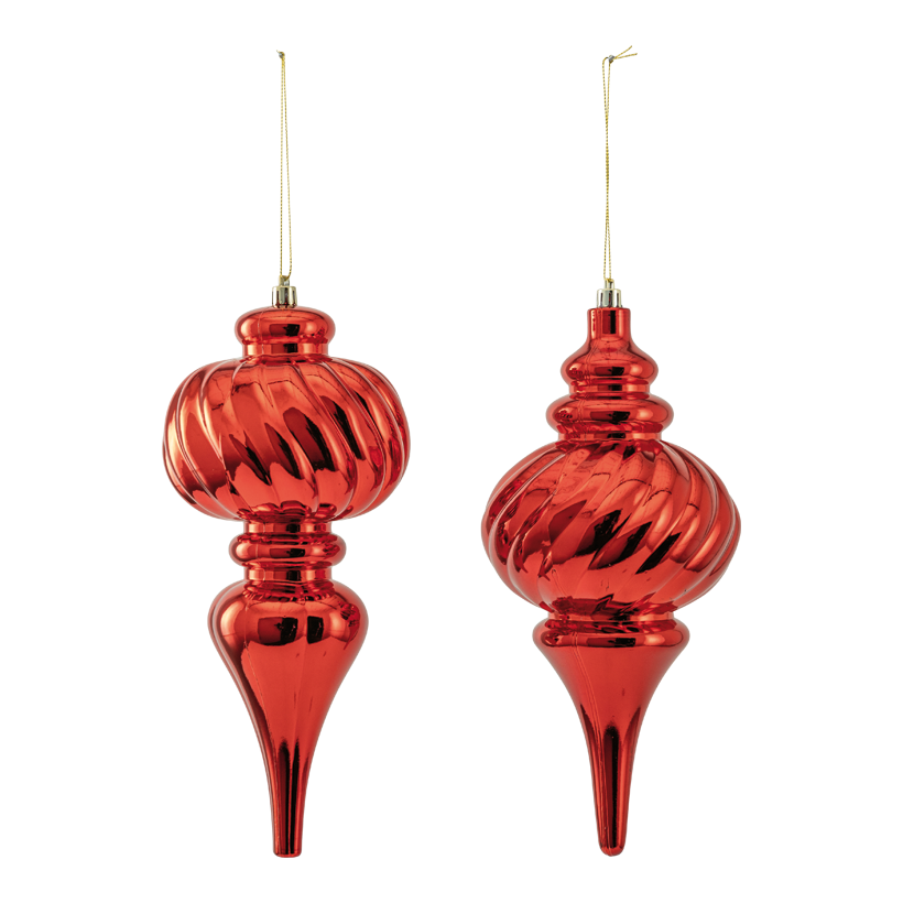 Julkulor, 25cm set om 2 st av plast, spiralformad, med hängare