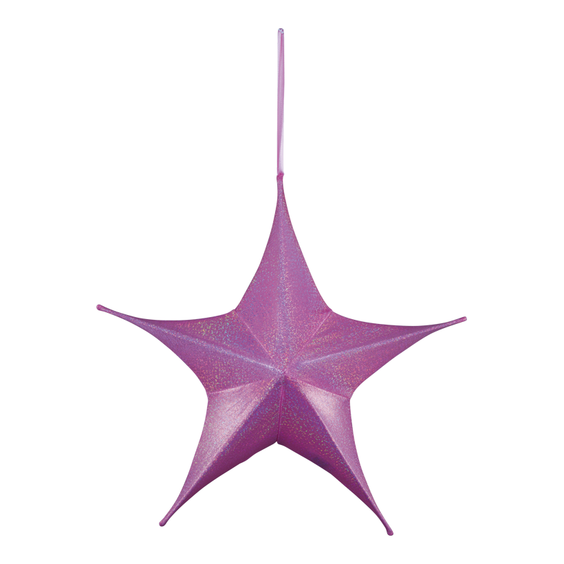 Textil stjärna, Ø 40cm 5-uddig av polyester/plast, med hängare, hopfällbar