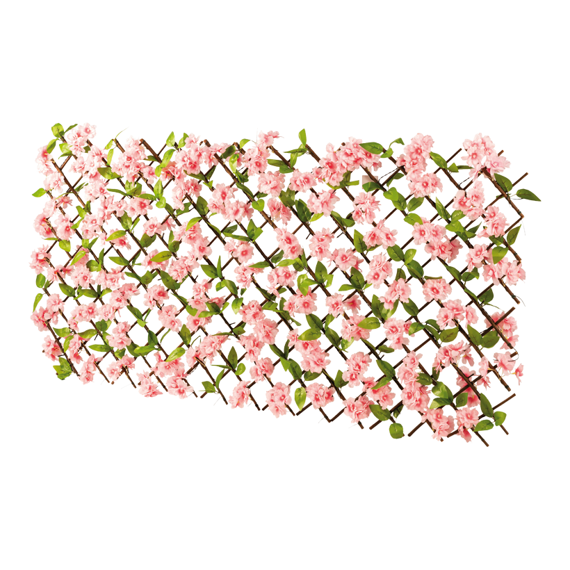 Staket med körsbärsblommor, 90x180cm Masche: 9x9cm av pilträ/konstsilke, utdragbar