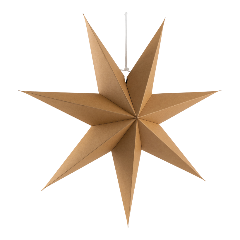 Stjärna, vikbar, Ø 60cm 7-uddig av kartong, med hängare