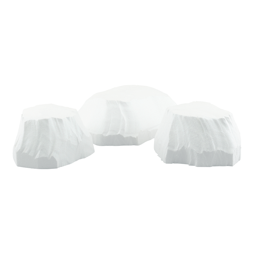 Isflak, 40x30/30x26/27x24cm Höhe: 14cm 3 st/set av frigolit, med glitter