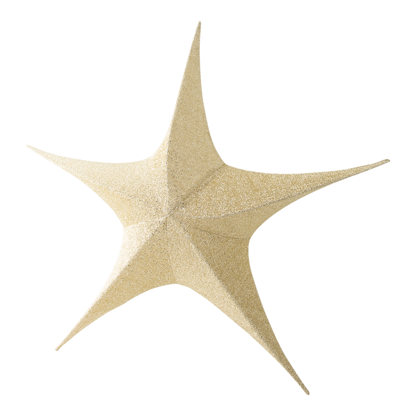 Textilstjärna, 5-uddig, Ø 110cm glittrande hopfällbar, med dragkedja och hängare
