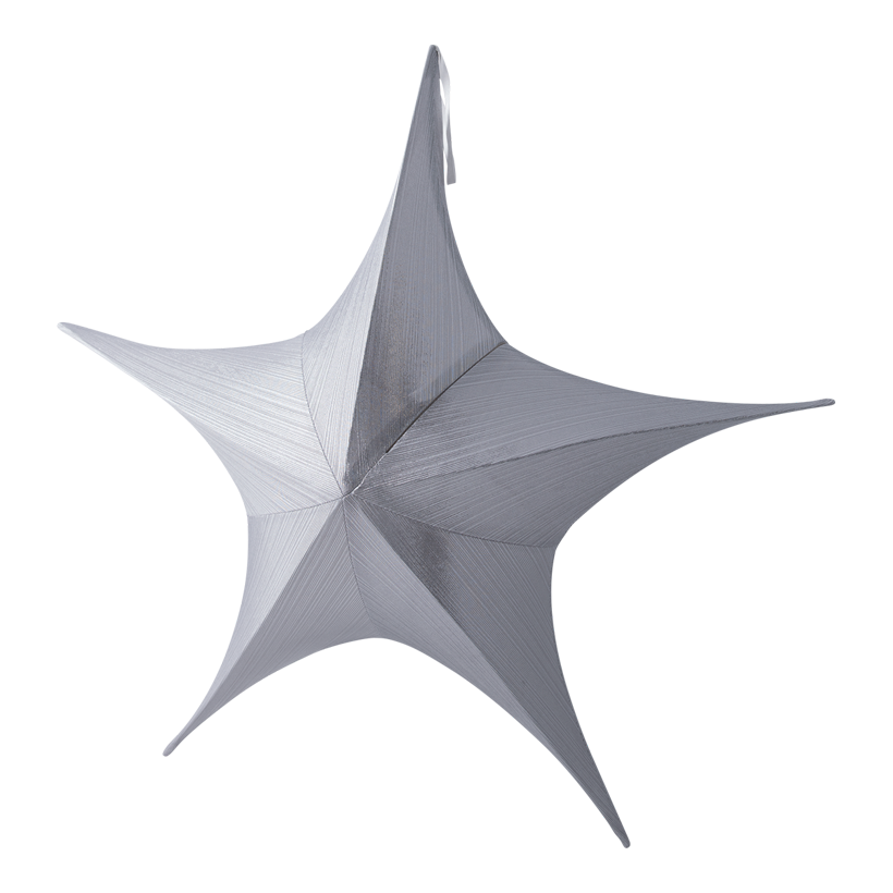 Textile star, 5-pointed, Ø 80cm metallic glittering, foldable, with zipper and hanger