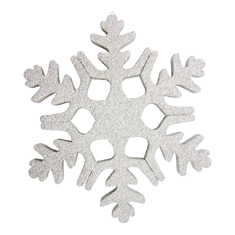 Snöflinga, 30cm av frigolit glittrig, med upphängningskrok
