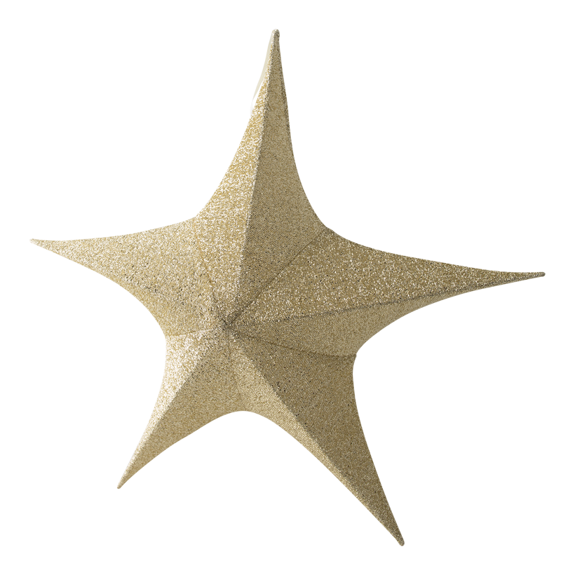 Textilstjärna, 5-uddig, Ø 80cm glittrande hopfällbar, med dragkedja och hängare