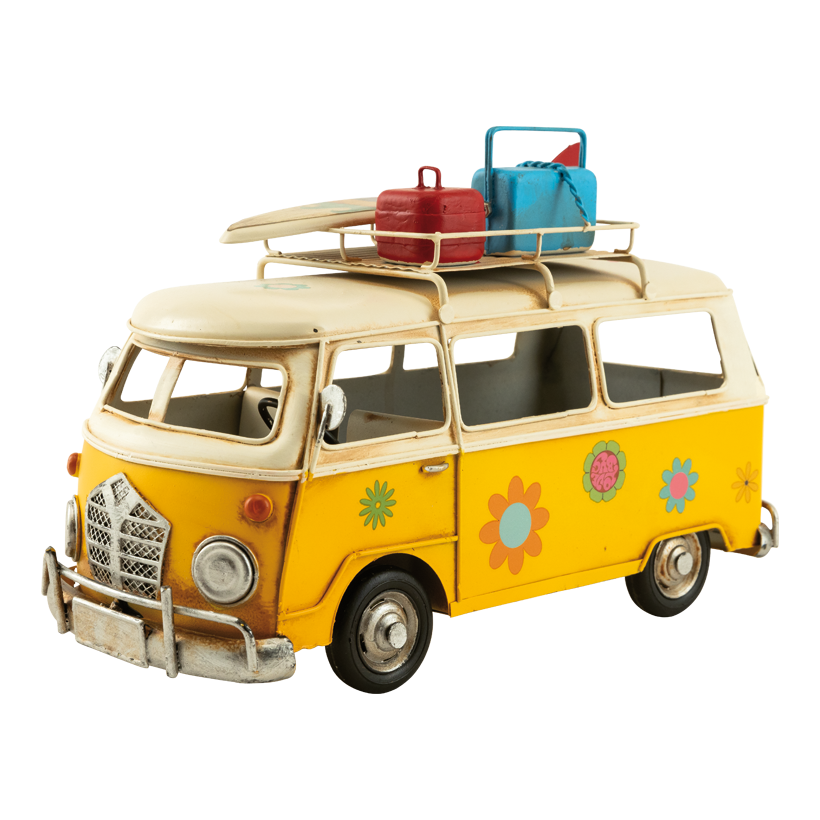 Buss, 28x19x14cm av metall, med stranddekorationer