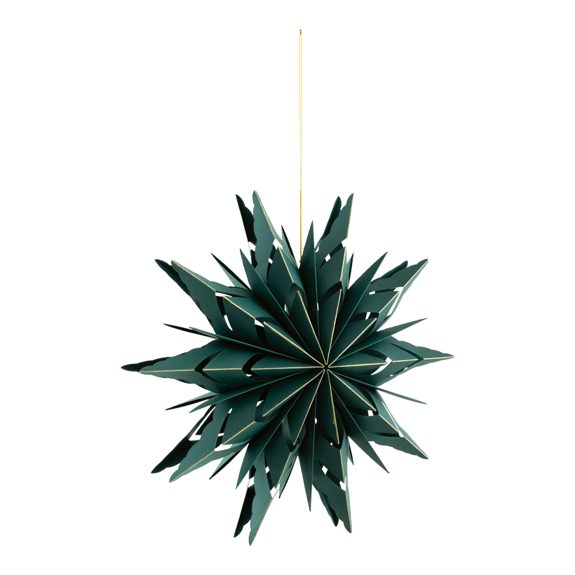 Foldable star, Ø 40cm 10-pointed, out of paper, with magnetic clasp, with gold edges