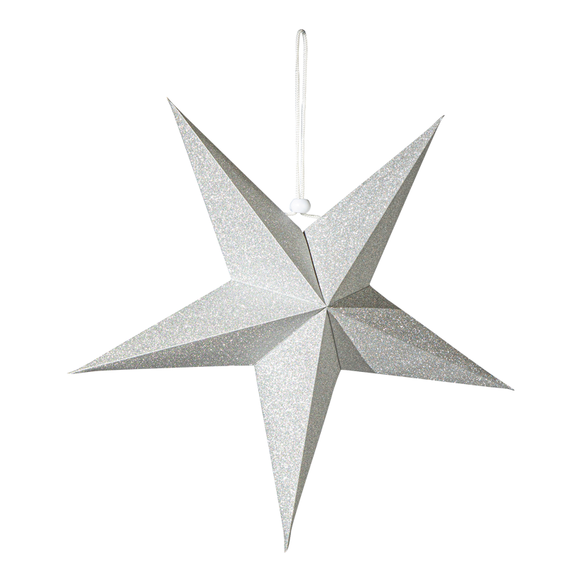 Stjärna, vikbar, Ø 40cm 5-uddig av papper, glittrade