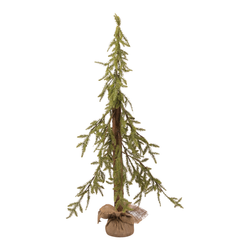 Gran med stam, 120cm 302 tips av plast, med jutepåse, spraygjutna spetsar