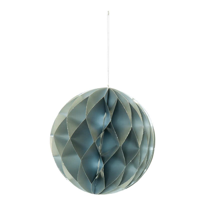 Honeycomb boll, 20cm vikbar med hängare, av papper, med silverglittrande kante