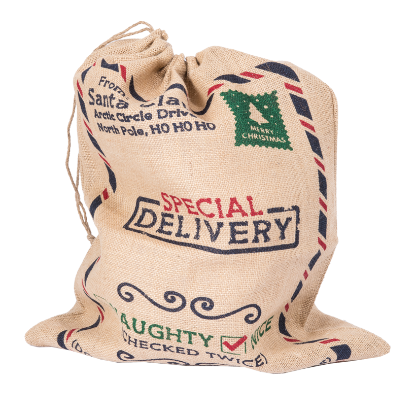 Jutesäck, 38x46cm med tryckning Special delivery
