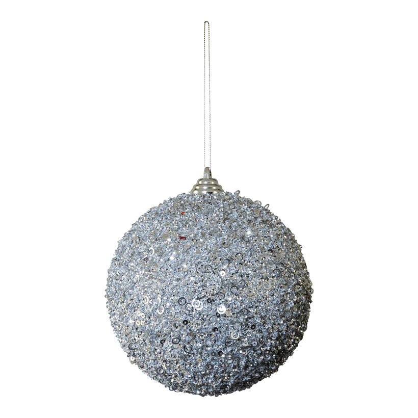 Ball with sequins, Ø 15cm out of styrofoam/plastic, with hanger, glittering