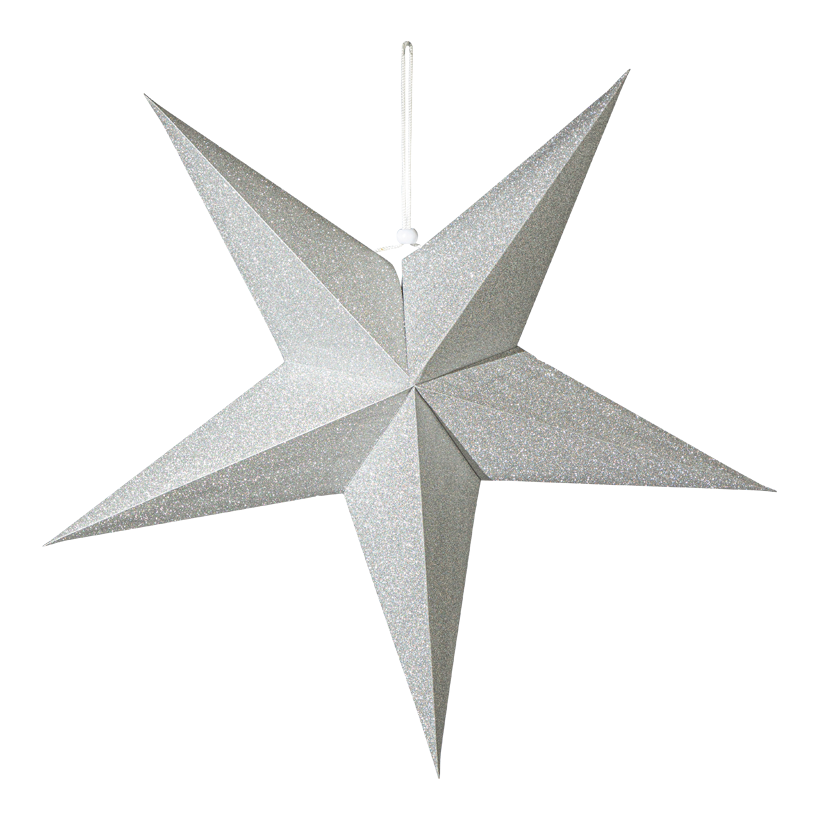 Stjärna, vikbar, Ø 60cm 5-uddig av papper, glittrade