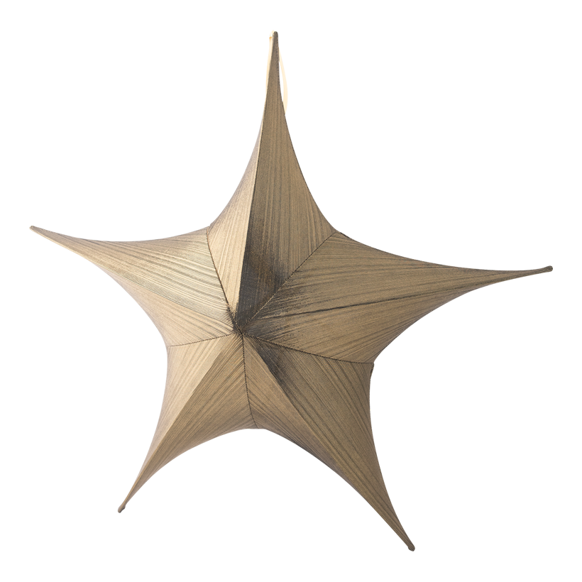 Textile star, 5-pointed, Ø 80cm metallic glittering, foldable, with zipper and hanger