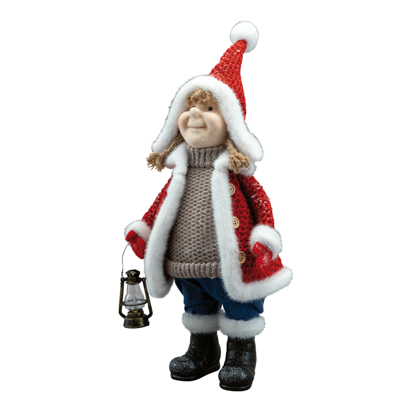 Girl with coat, 45x24x16cm out of styrofoam/textile, arms flexible