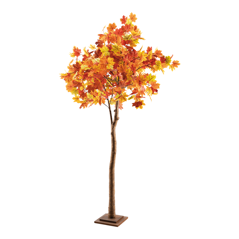 Lönnträd, 200cm Holzfuß: 24x24x3,5cm stam av järn / löv av konstsilke