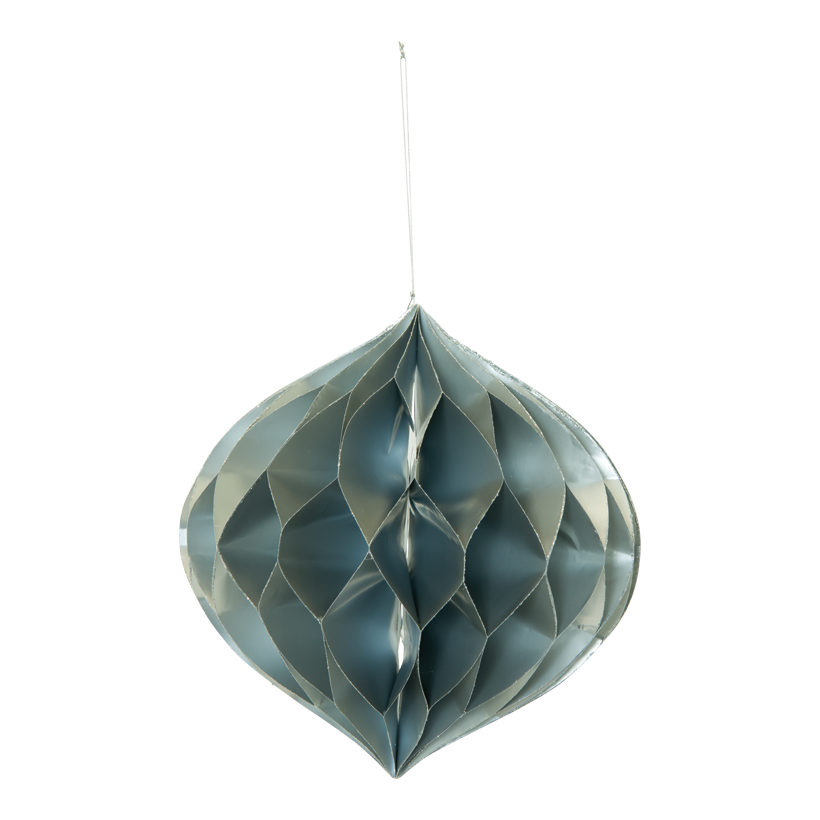 Pappersdekor, 25cm lökformad vikbar, med hängare, ur papper, med silverglittran