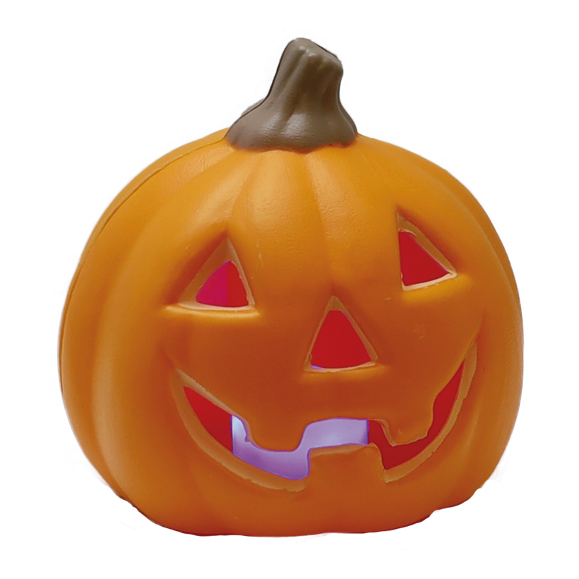 Pumpa med ansikte, 10x10cm av plast 2x AA-batterier krävs, med lampor