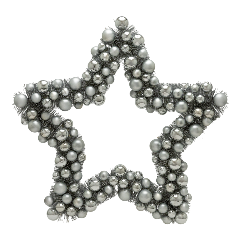 Stjärna med kulor 60cm av plast glitter, ensidigt dekorerad