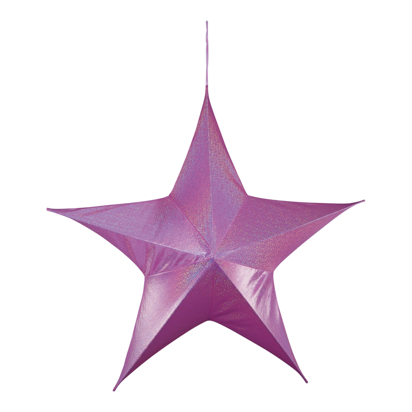 Textil stjärna, Ø 80cm 5-uddig av polyester/plast, med hängare, hopfällbar