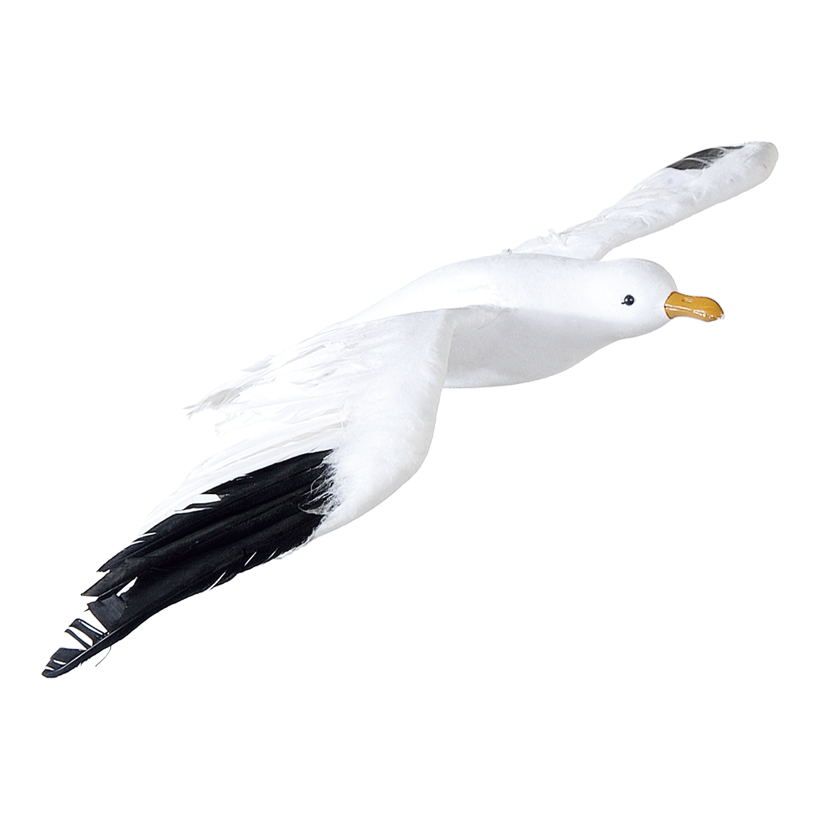 Fiskmås 35x75cm, cellulosa med fjädrar