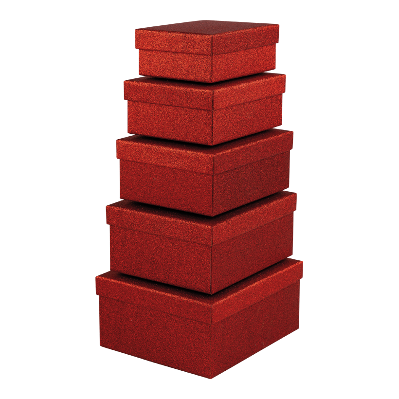 Presentförpackningar, 22x19x10cm, 20,5x17x9cm & 19x15,5x8cm 17,5x14x7cm, 16x12x6cm 5 st/set , med glitter, rektangel, kapslad