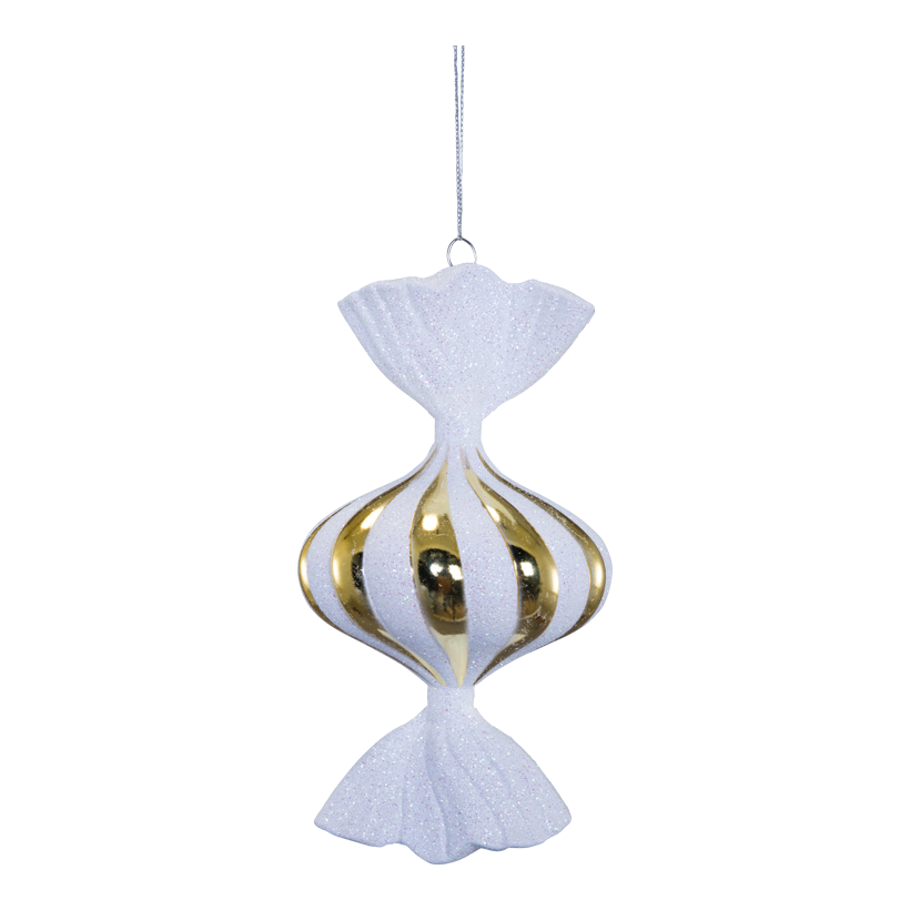 Candy, 17cm Ø 10cm out of plastic, onion-shaped, glitter, with hanger