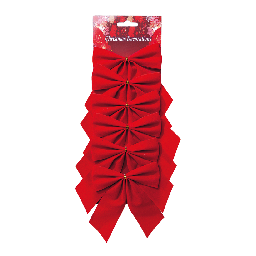 Sammetsrosetter, 12x10cm med 2 öglor 6x, på kartong