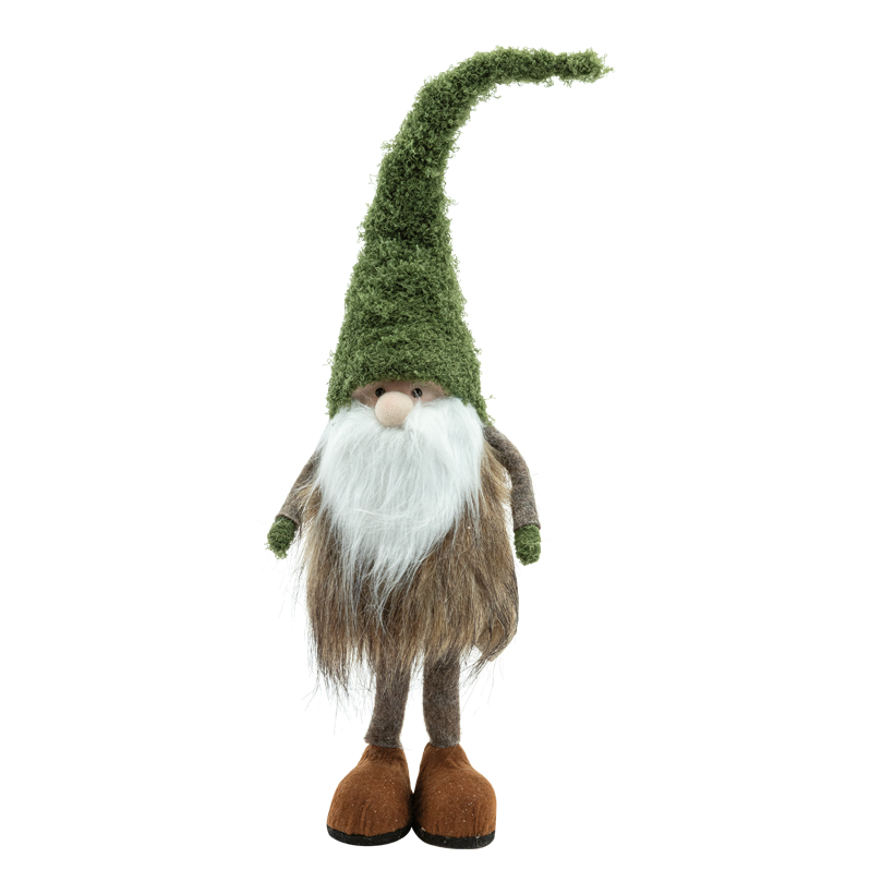 Tomte 65x17x12cm av styrofoam/textil stående, glitter, armar flexibla