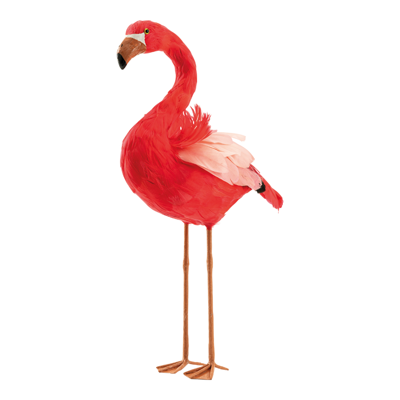Flamingo 45x24x13cm av frigolit med fjädrar