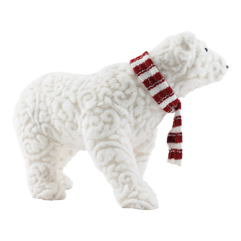 Isbjörn, 40x16cm av frigolit/textil gå, med halsduk