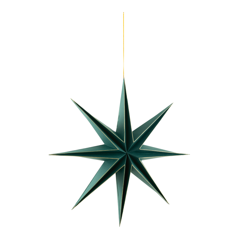 Foldable star, Ø 40cm 8-pointed, out of paper, with magnetic clasp, with gold edges