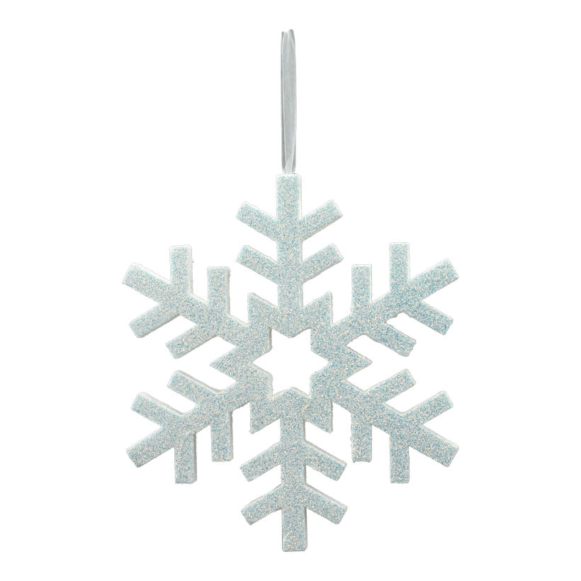 Snöflinga 30x30x2cm av styrofoam med hängare, glitter