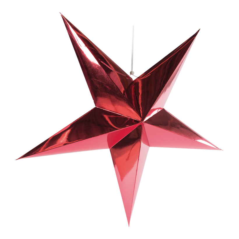 Stjärna, fällbar 5-uddig, Ø 90cm gjord av kartong med hängare