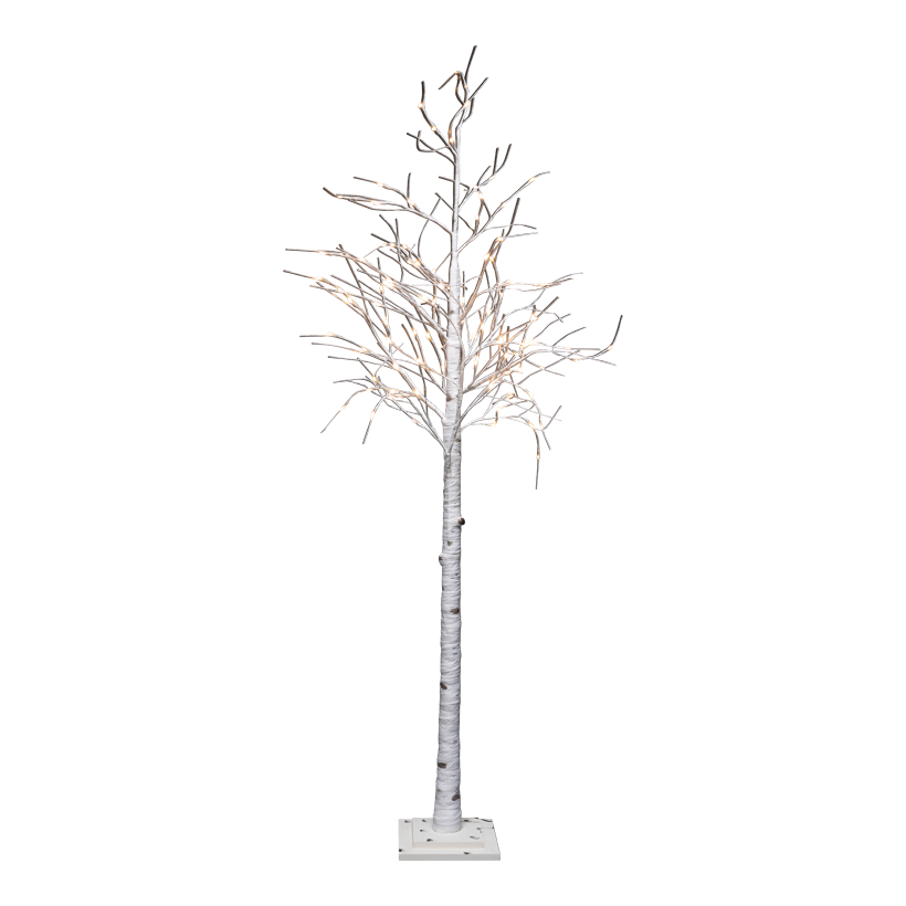 LED björk, 200cm Holzfuß: 24x24x3cm med 96 lysdioder av plast, 5m matningskabel, IP44 transformator, 24