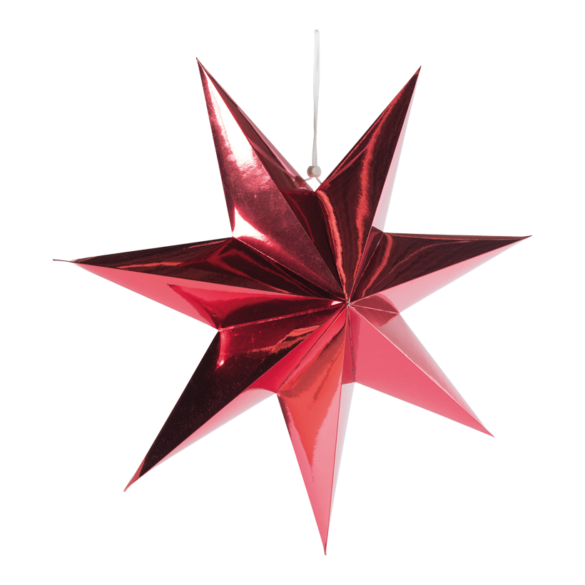 Stjärna, fällbar 7-uddig, Ø 60cm gjord av kartong med hängare